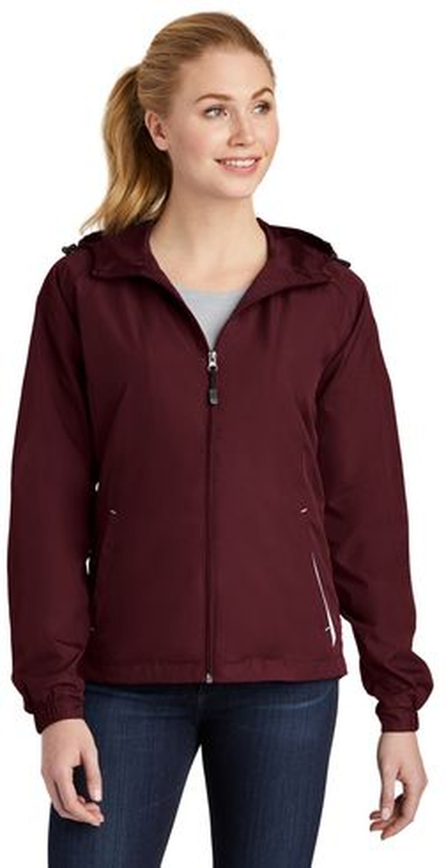 Sport-Tek® Ladies Colorblock Hooded Raglan Jacket